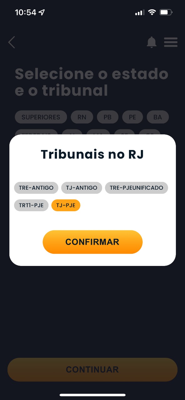 Escolha o tribunal