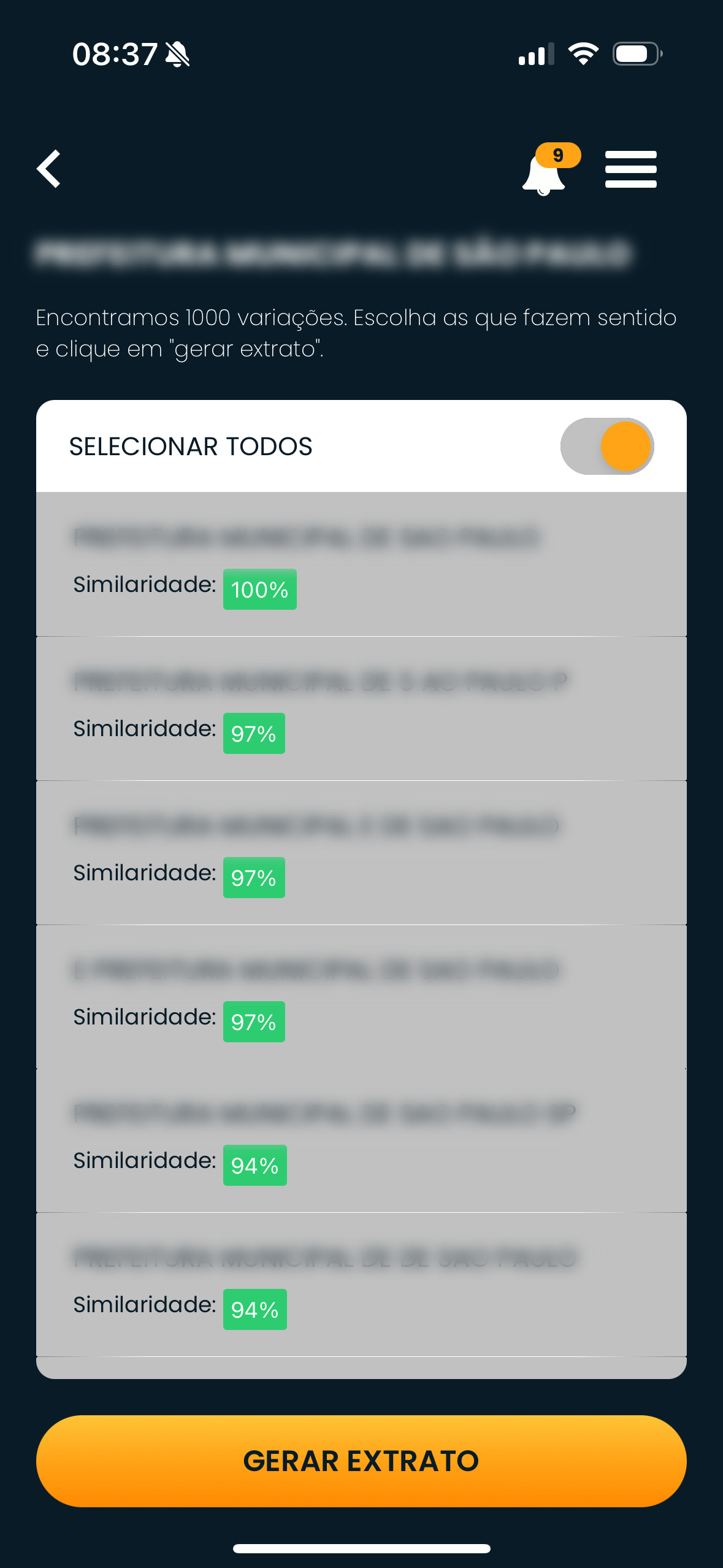 Variáveis desejadas