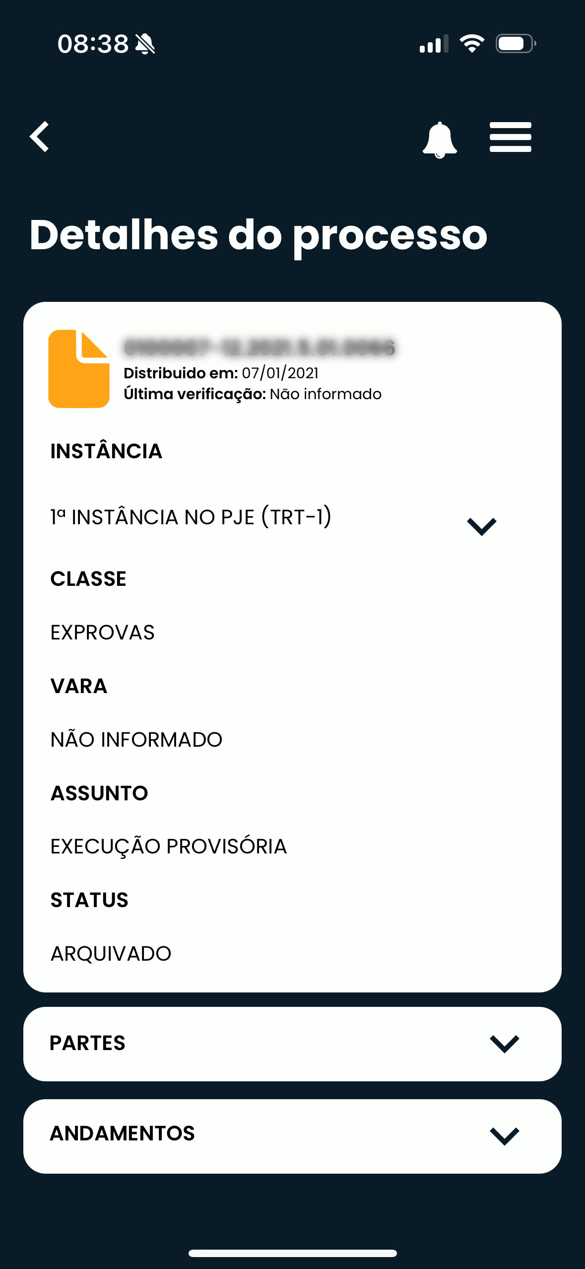 Detalhes do processo